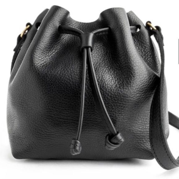 Portland Leather Handbags - Portland Leather Black Pebbled Leather Bucket Bag